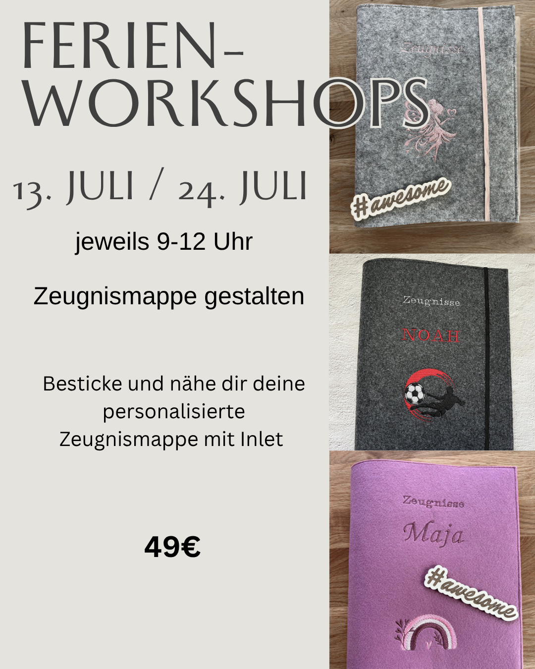 Workshop Zeugnissmappe gestalten