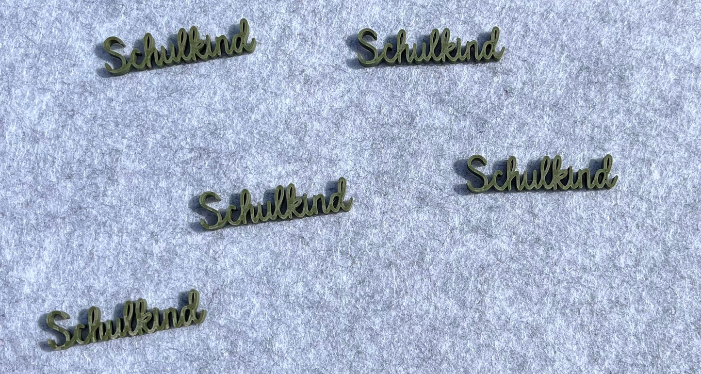 Schriftzug Schulkind aus dem 3D Drucker