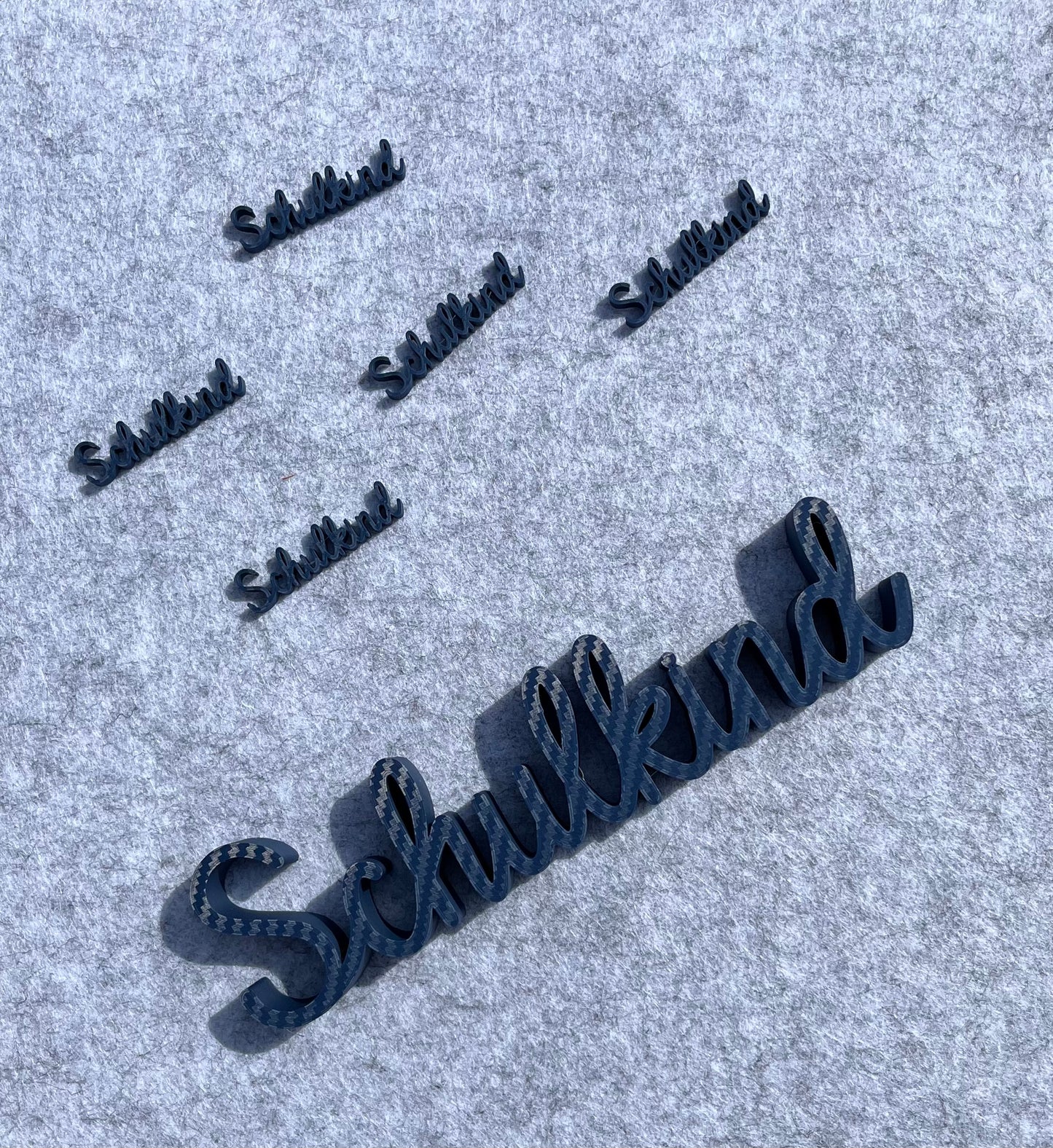Schriftzug Schulkind aus dem 3D Drucker