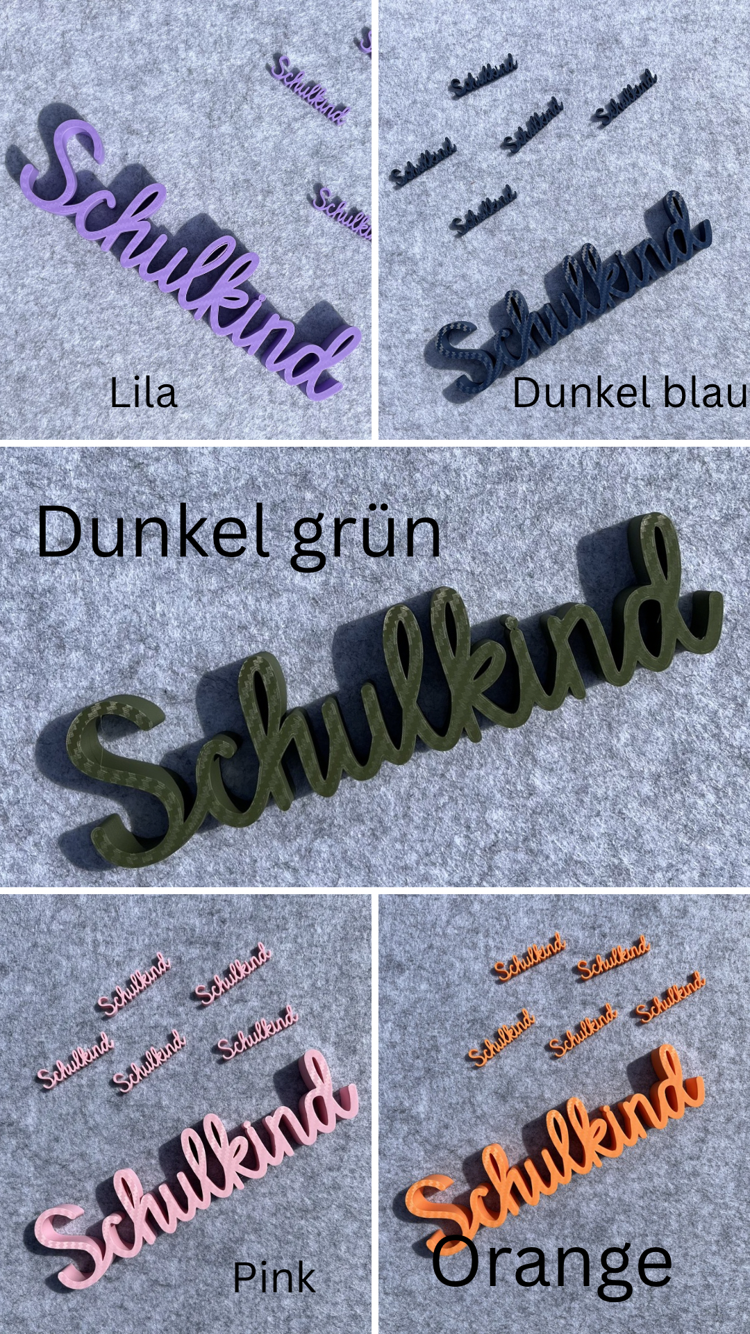 Schriftzug Schulkind aus dem 3D Drucker